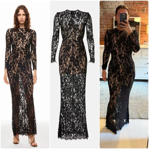 bronx and banco colette maxi dress gown lace black size XS - Picture 1 of 8